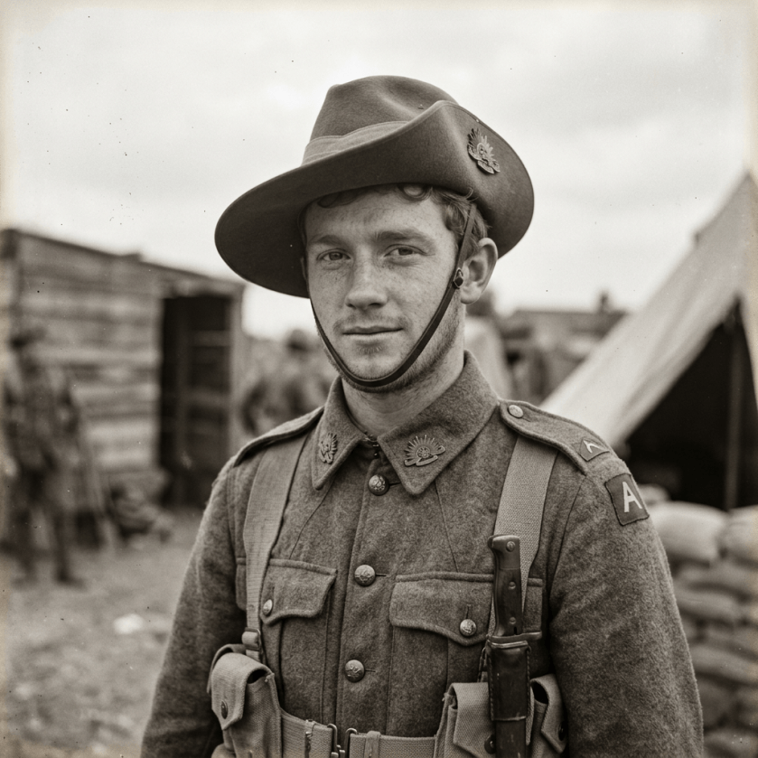 Young red-haired Australian WW1 soldier portrait